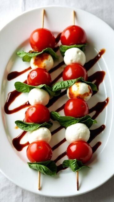 fresh mozzarella tomato basil skewers