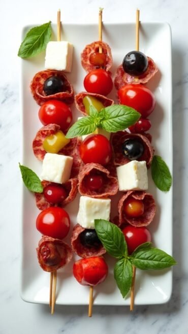salami and cheese skewers
