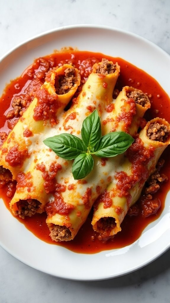 beef filled pasta tubes