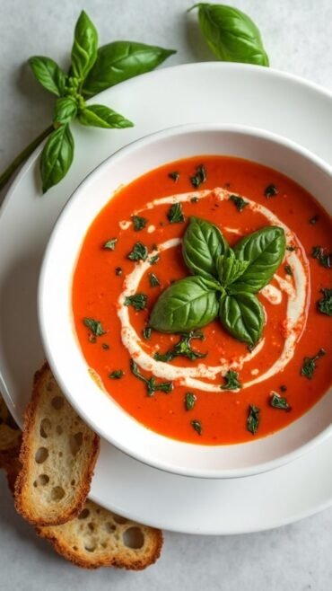 creamy basil infused tomato soup