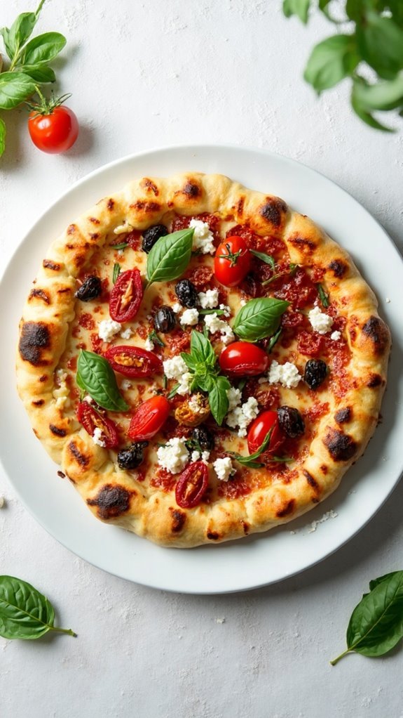 grilled mediterranean style pizza