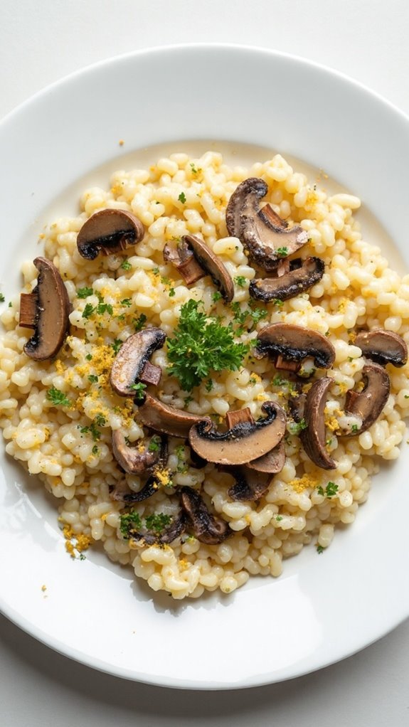 mushroom infused creamy rice dish