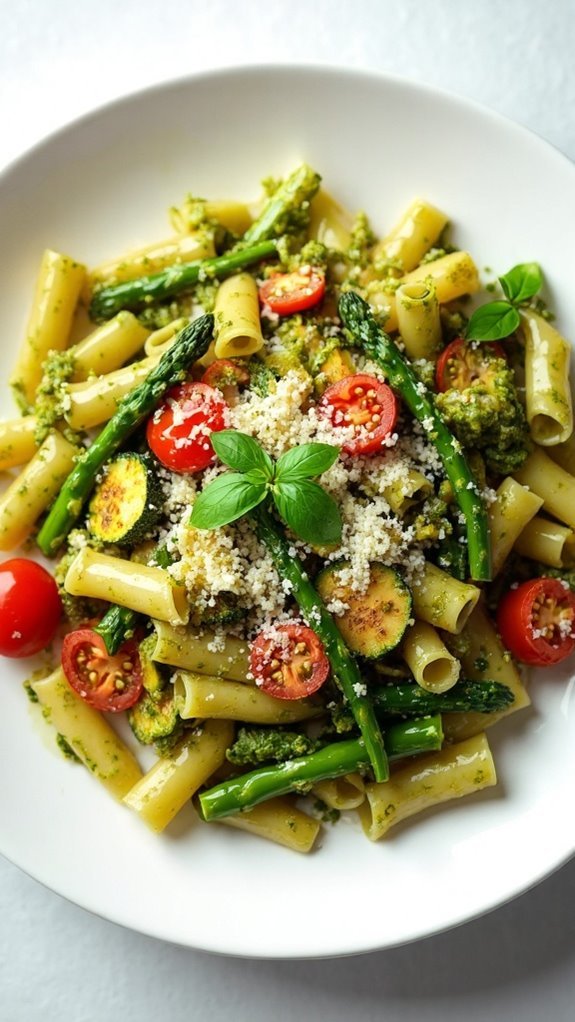 roasted vegetable pesto pasta