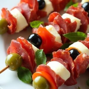 salami cheese olive skewers